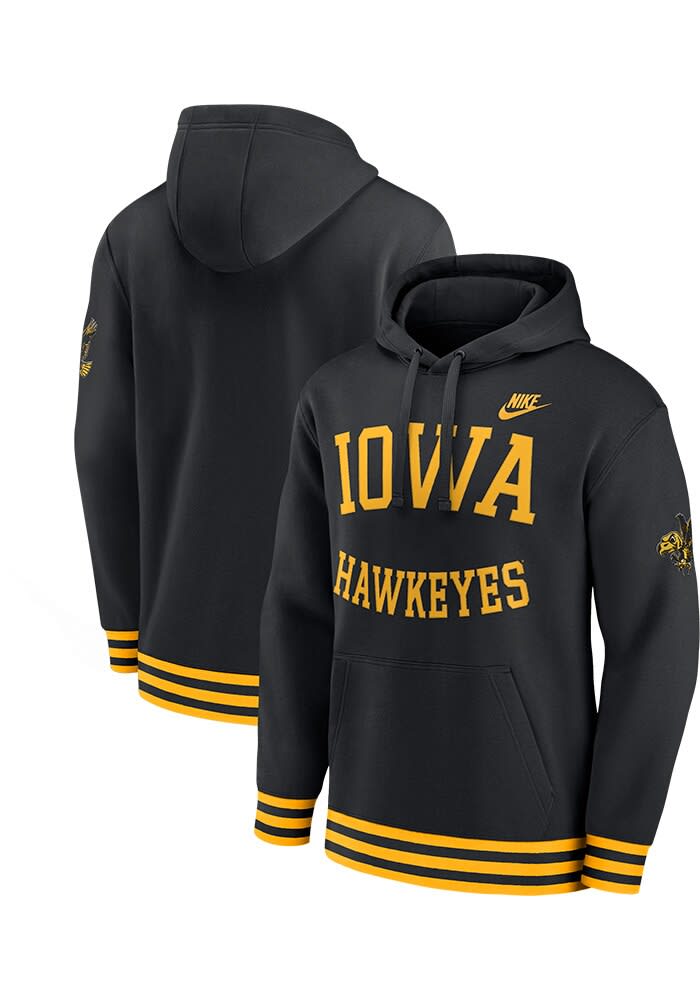 Nike Mens BLACK Iowa Hawkeyes Modern Tradition Retro Hoodie