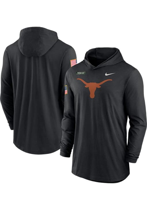Nike Texas Longhorns Mens Black Military Appreciation Light Weight Long Sleeve Hoodie