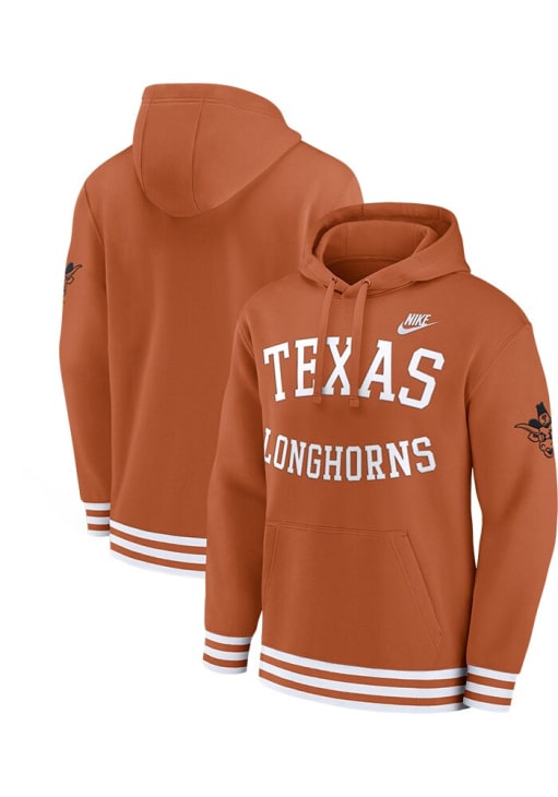 Nike Texas Longhorns Mens Burnt Orange Modern Tradition Retro Long Sleeve Hoodie