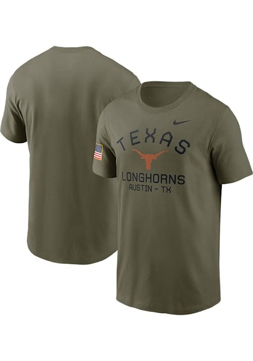 Nike Texas Longhorns Olive Military Appreciation Team Issue Short Sleeve T Shirt