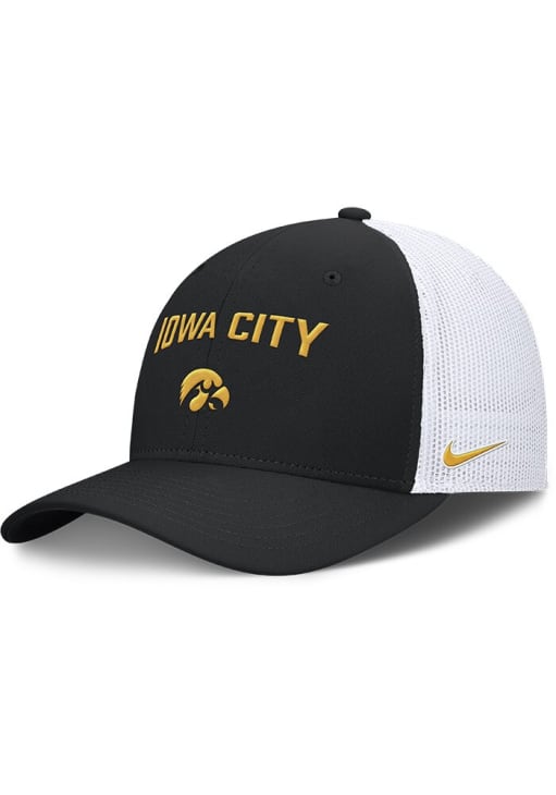 Nike Iowa Hawkeyes Dri-Fit Rise Structured Trucker Adjustable Hat - Black