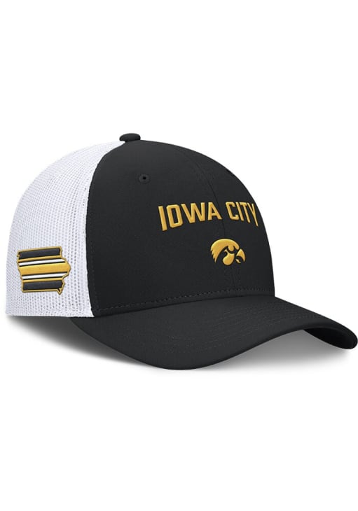 Nike Iowa Hawkeyes Dri-Fit Rise Structured Trucker Adjustable Hat - Black