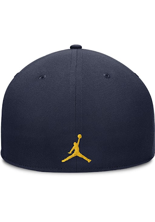 Nike Michigan Wolverines Mens Navy Blue Dri Fit Pro Structured Square Bill Cap Fitted Hat