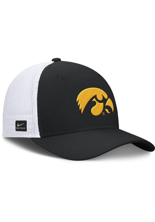 Nike Iowa Hawkeyes Mens Black Rise Structured Futura Trucker Cap Flex Hat