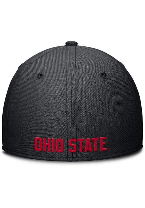 Nike Ohio State Buckeyes Mens Black Nike Rise Structured Swooshflex Cap Flex Hat