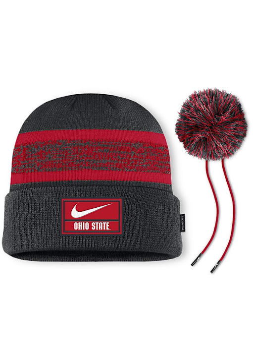 Ohio State Buckeyes Nike BLACK Peak Standard Cuff Pom Beanie  display picture 3