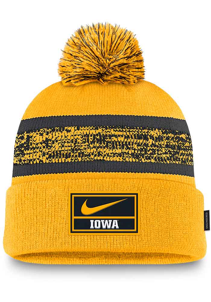 Iowa Hawkeyes Nike GOLD Peak Standard Cuff Pom Beanie Knit Hat