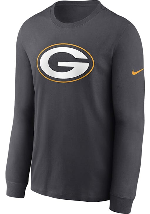 Nike Green Bay Packers Charcoal Logo Essential Long Sleeve T Shirt