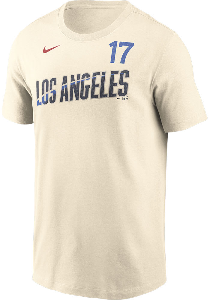 Dodgers Shohei Ohtani Tシャツ ベージュ Shohei Ohtani Los Angeles Dodgers Name Number Short Sleeve