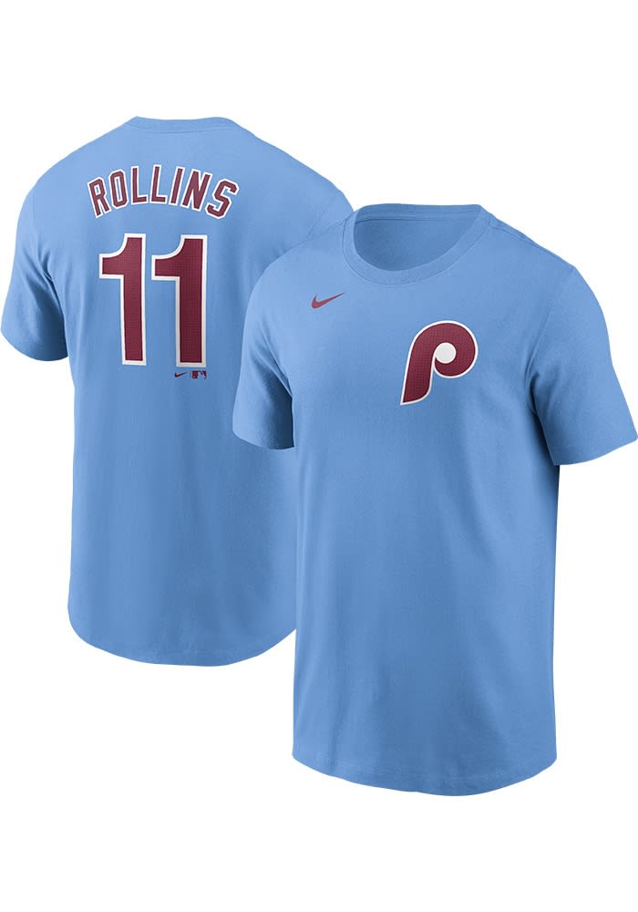 Jimmy Rollins Philadelphia Phillies Home FUSE Short Sleeve Player T Shirt LIGHT BLUE