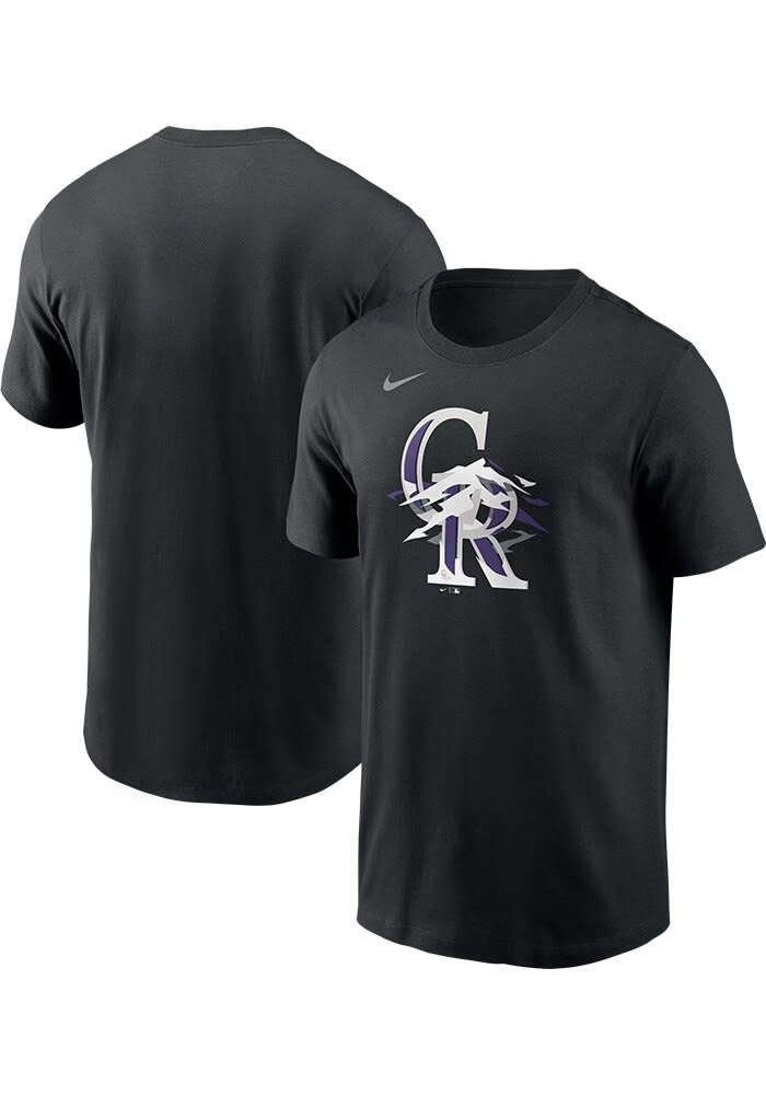 Nike Colorado Rockies BLACK Mountains Logo Short Sleeve T Shirt