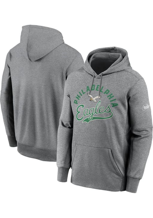 Nike Philadelphia Eagles Mens Grey Performance Fleece Retro Logo Hood