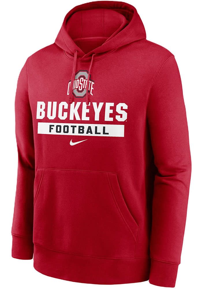 Fanatics Nike Nike Ohio State Buckeyes Mens Red Club Fleece Stacked Football Long Sleeve Hoodie Red 80 Cotton 20 POLYESTER Size 2XL