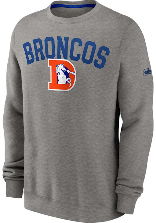 Nike Denver Broncos Mens Dark Grey Heather Club Fleece Retro Logo