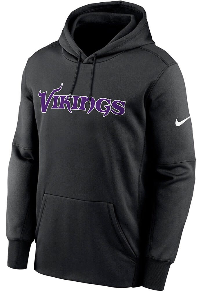Minnesota Vikings Mens Nike BLACK Therma Wordmark Hood - 173213310