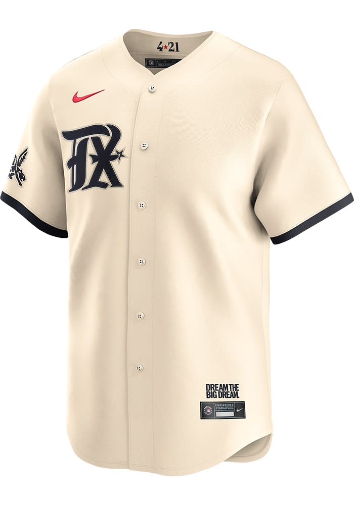 jdesu Nike Texas Rangers Mens TAN City Connect Limited Baseball