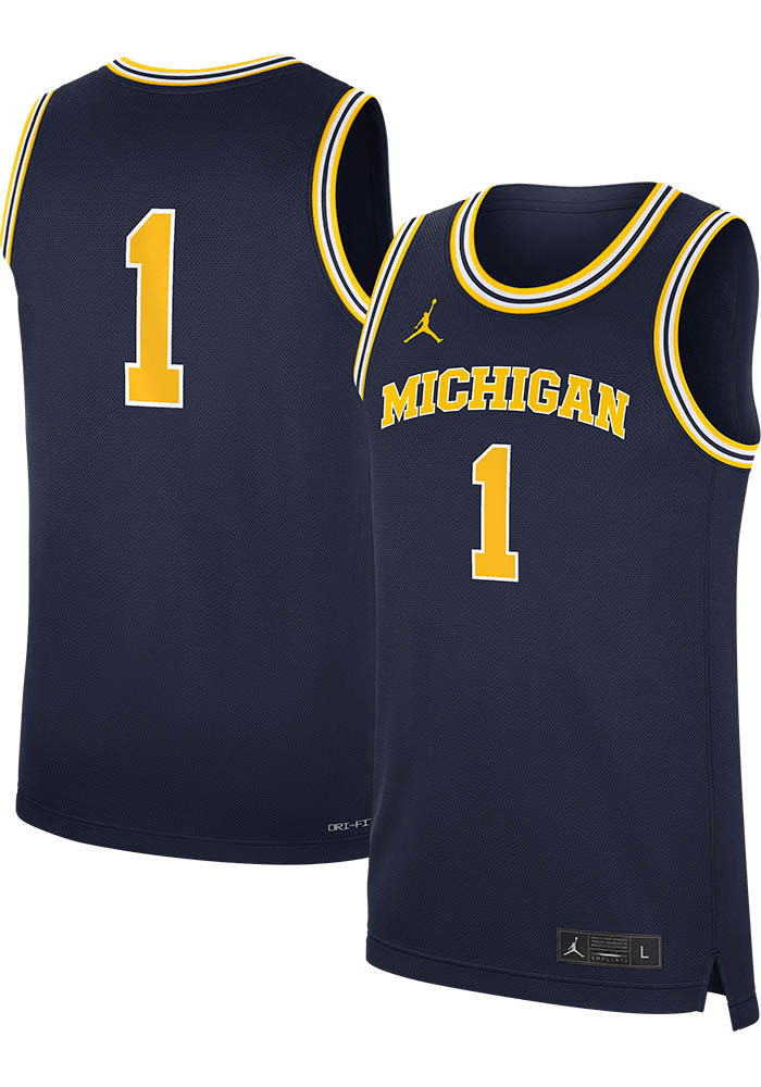 【Nike】Michigan Wolverines Replica Jordan Basketball Jersey Michigan Wolverines Jordan #1 Basketball Alternate Jersey