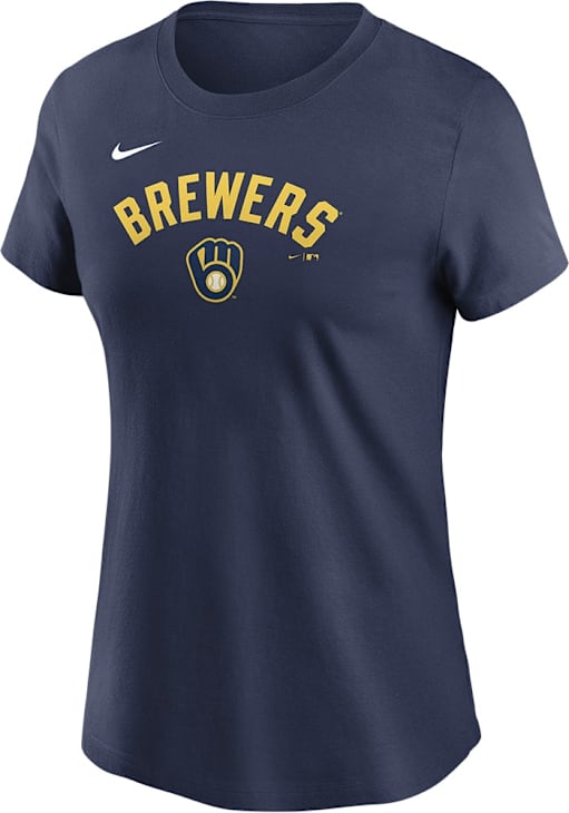 Nike Milwaukee Brewers Womens NAVY Stretch Run T-Shirt 173213750