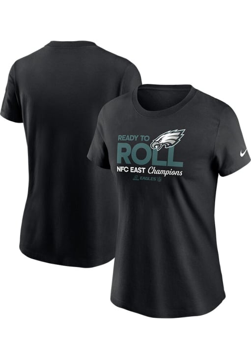 Nike Philadelphia Eagles Womens Black 2024 NFL Division Champs Trophy Collection Short Sleeve T-Sh..
