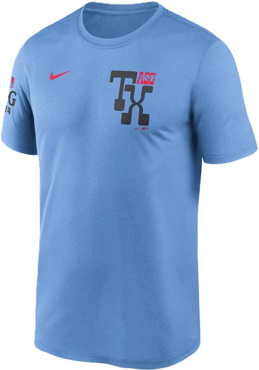 Nike Texas Rangers Light Blue 2 Hit Legend Short Sleeve T Shirt