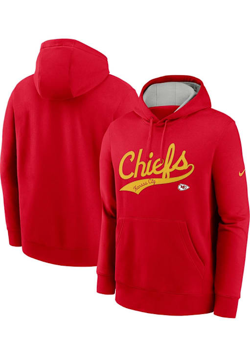 Nike Kansas City Chiefs Mens Red Rewind Club Fleece Long Sleeve Hoodie