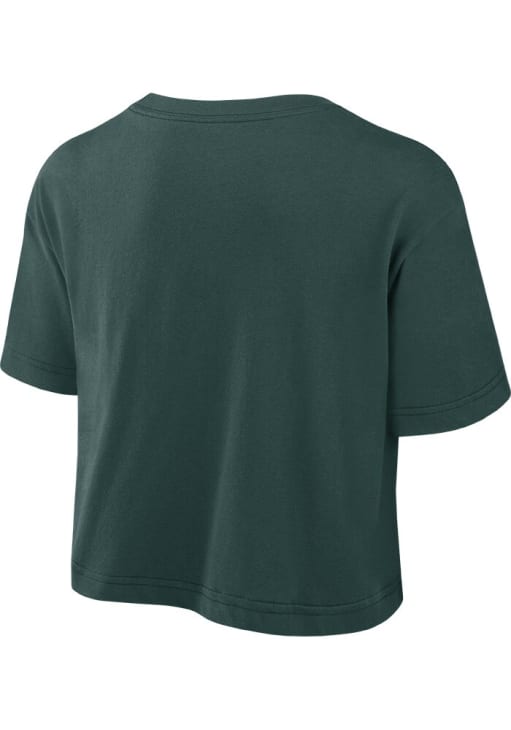 Nike Michigan State Spartans Womens Green Arch Crop Short Sleeve T-Shirt