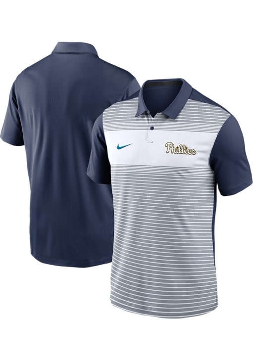 Nike Philadelphia Phillies Mens Navy Blue City Connect Legacy Icon Vapor Short Sleeve Polo