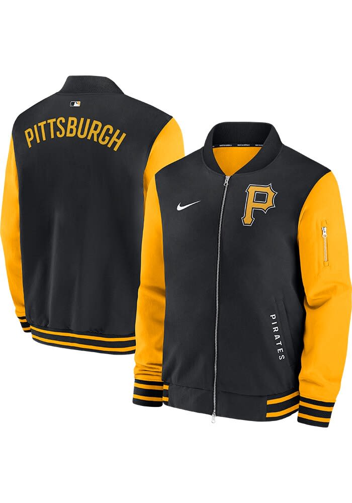 Nike Pittsburgh Pirates Mens BLACK AC Dugout Bomber Medium Weight