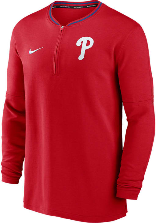 Nike Philadelphia Phillies Mens Red AC DF Long Sleeve Qtr Zip Pullover