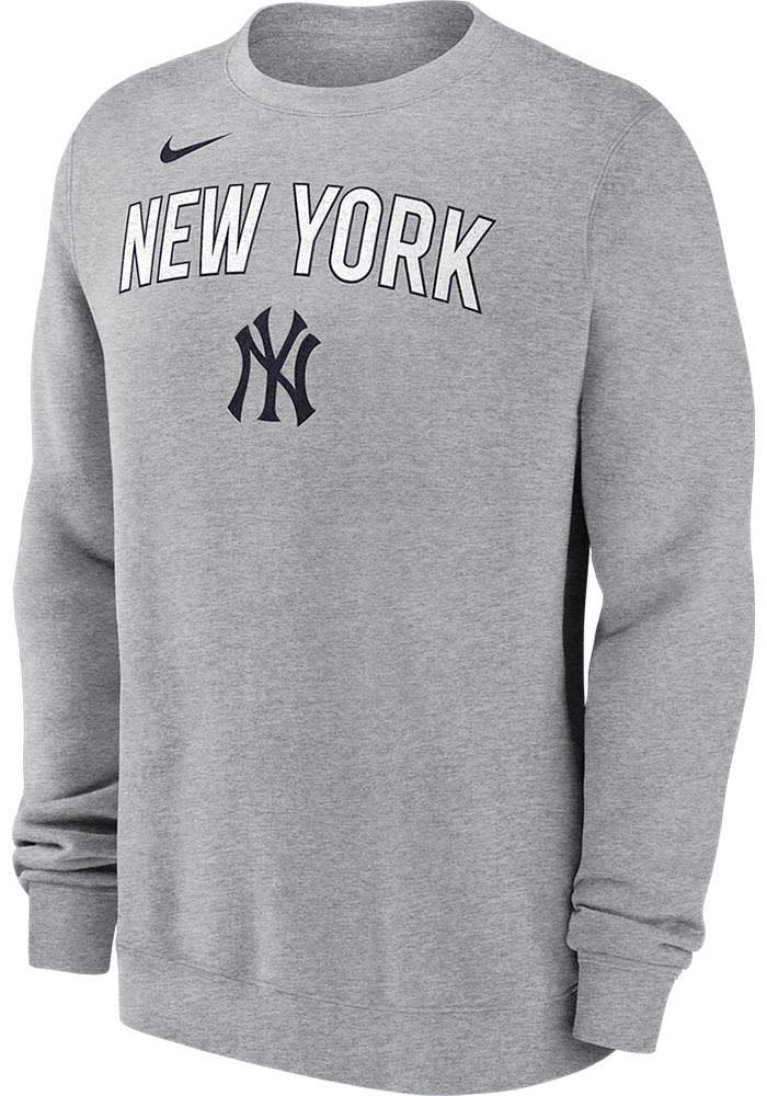 NIKE/ナイキ 野球 トップス [nkpu-019n-nk-n9p クラシックツイルクルーネックフリース] NEWYORKYANKEES_ニューヨークヤンキース_MLB_メジャーリーグ_トレーナー_スウェット_長袖 【ネコポス不可】 Nike New York Yankees Mens GREY Fleece Crew Sweatshirt - 173215454