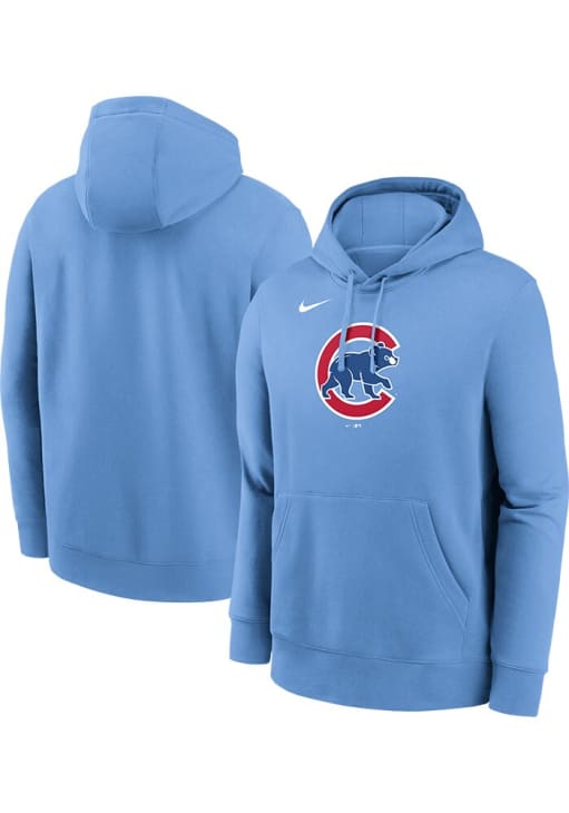 Nike Chicago Cubs Mens Light Blue Logo Club Long Sleeve Hoodie