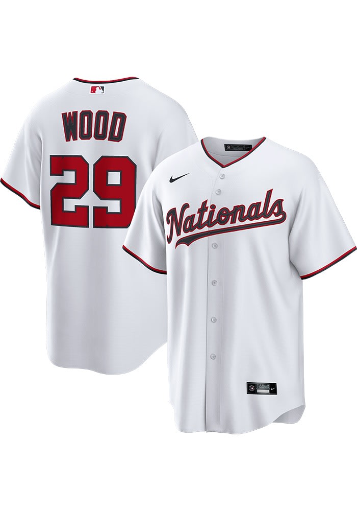 James Wood Washington Nationals Mens Replica White Home Jersey