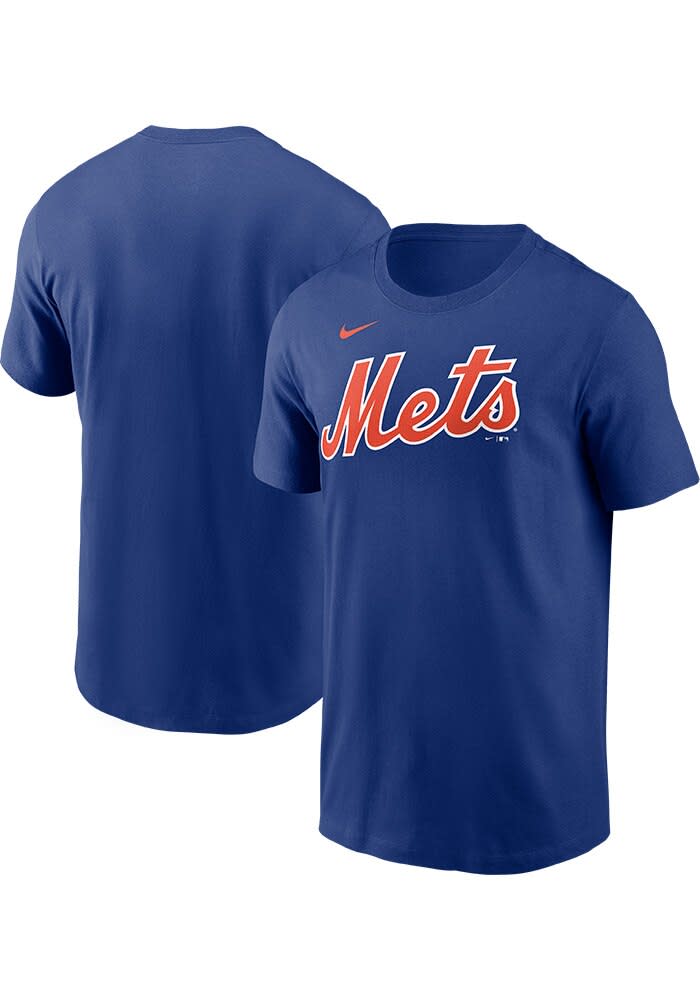 Nike New York Mets ROYAL Fuse Wordmark Short Sleeve T Shirt