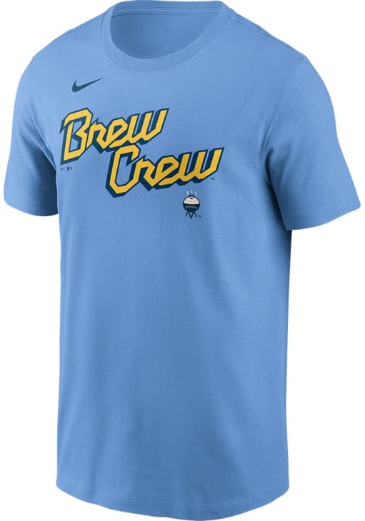 Nike Milwaukee Brewers Light Blue City Connect Short Sleeve T Shirt