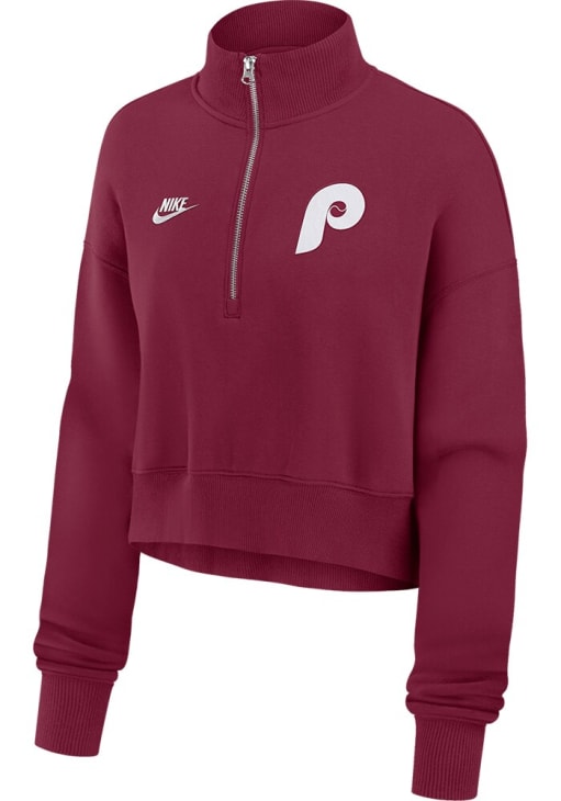 Nike Philadelphia Phillies Womens Maroon Cooperstown Qtr Zip