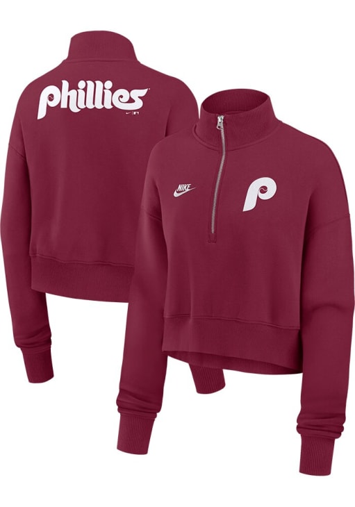 Nike Philadelphia Phillies Womens Maroon Cooperstown Qtr Zip