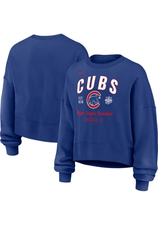 Nike Chicago Cubs Womens Blue Fangear Crew Sweatshirt