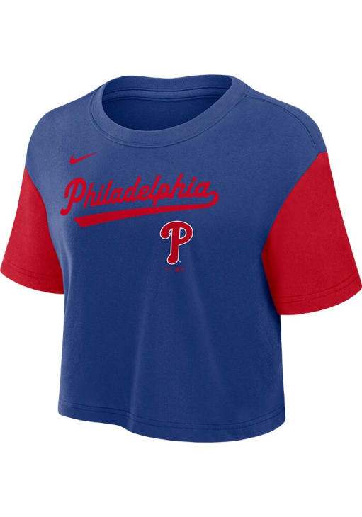 Nike Philadelphia Phillies Womens Blue Primetime Short Sleeve T-Shirt