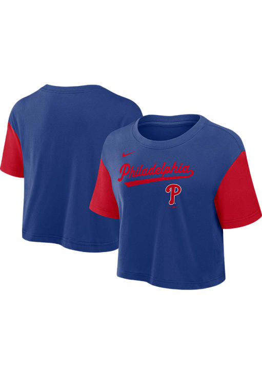 Nike Philadelphia Phillies Womens Blue Primetime Short Sleeve T-Shirt