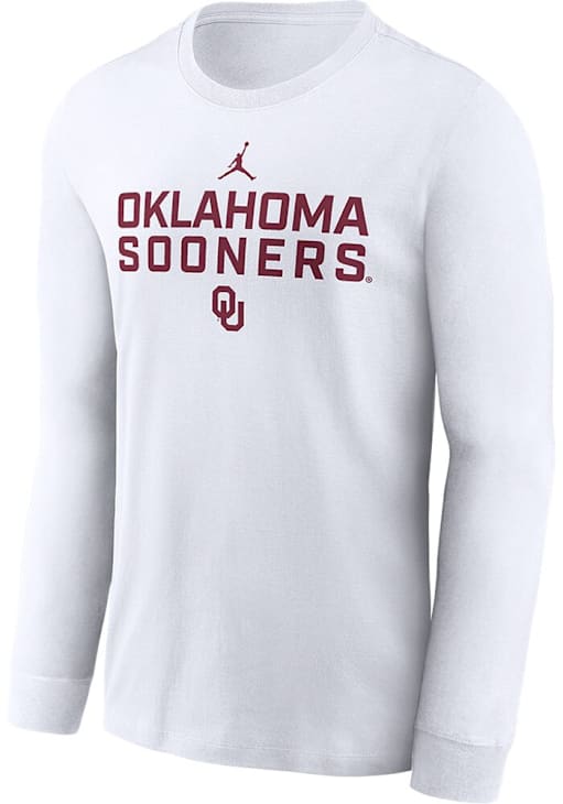 Nike Oklahoma Sooners White Sideline Team Issue Long Sleeve T Shirt