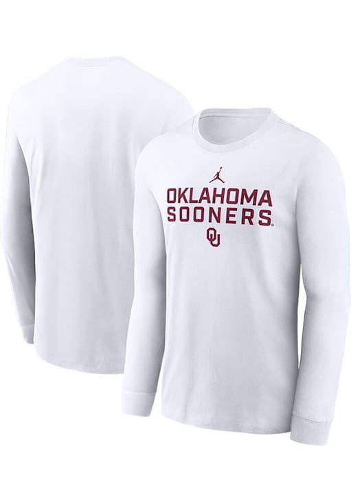 Nike Oklahoma Sooners White Sideline Team Issue Long Sleeve T Shirt