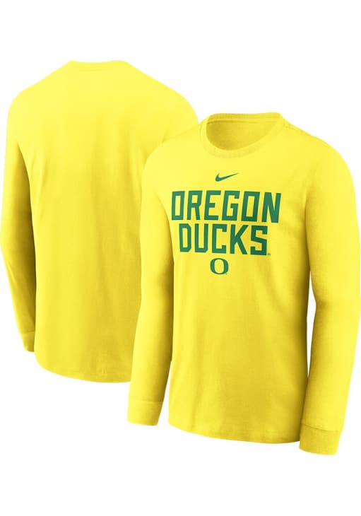 Nike Oregon Ducks Yellow Sideline Team Issue Long Sleeve T Shirt
