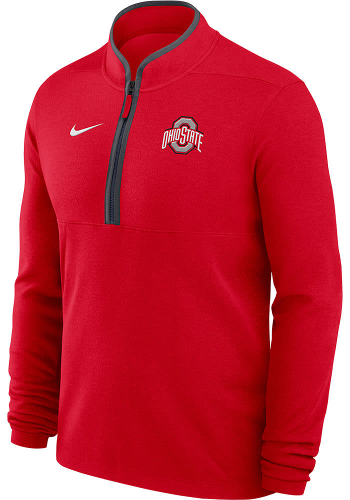Nike Mens Red Ohio State Buckeyes VICTORY Long Sleeve Qtr Zip