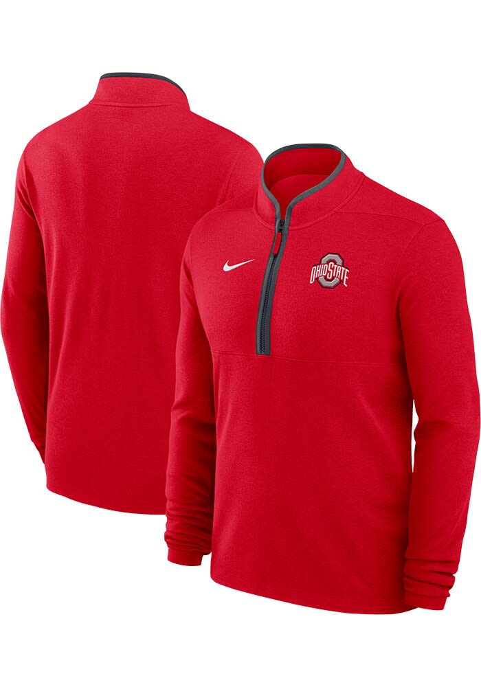 Nike Mens Red Ohio State Buckeyes VICTORY Long Sleeve Qtr Zip