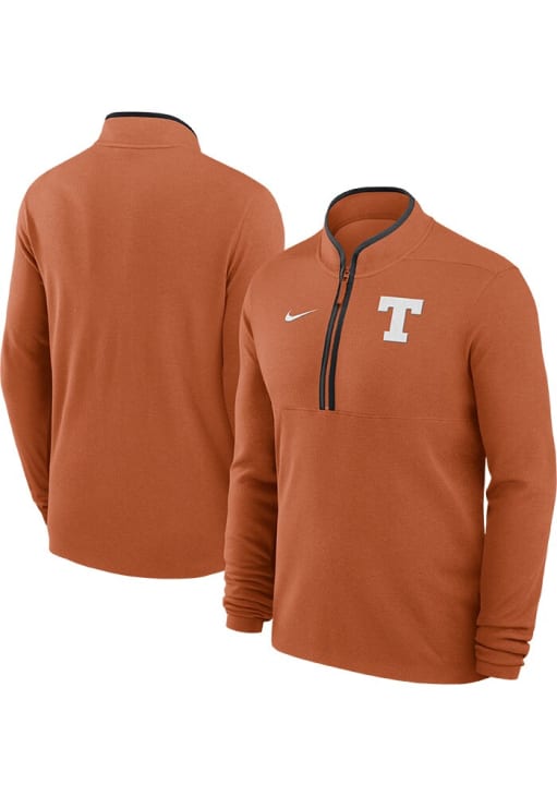 Nike Texas Longhorns Mens Burnt Orange Victory Design Long Sleeve Qtr Zip Pullover