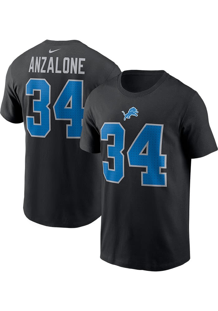 Alex Anzalone Detroit Lions BLACK Alt Short Sleeve Player T Shirt