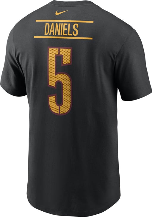 Jayden Daniels Washington Commanders Black Alt Short Sleeve Player T Shirt