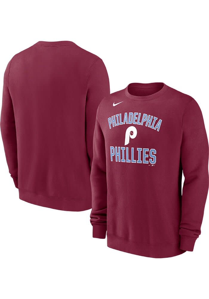 Nike Philadelphia Phillies Mens MAROON Number One Graphic Crew