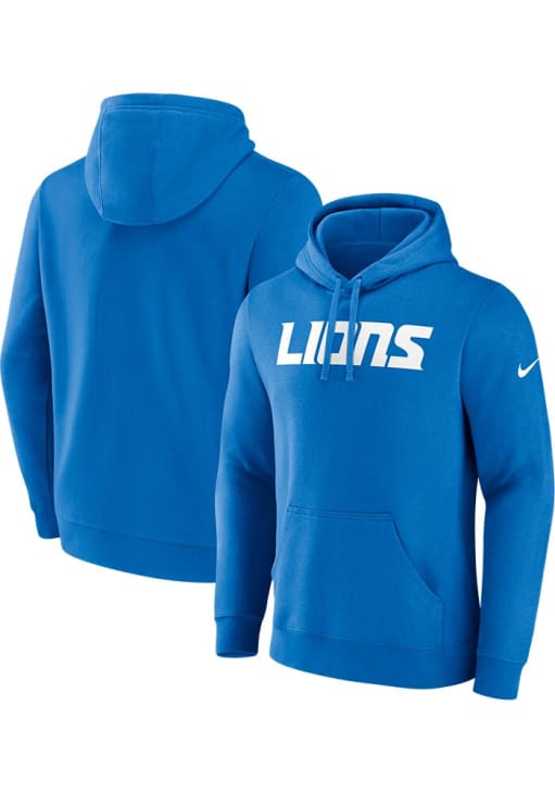 Nike Detroit Lions Mens Blue Club Fleece Long Sleeve Hoodie