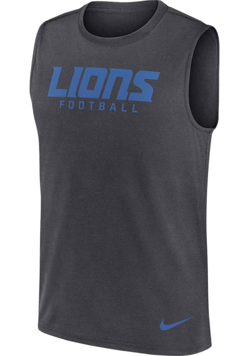 Nike Detroit Lions Mens Grey Legend Short Sleeve Tank Top
